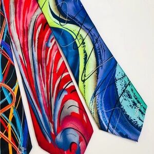 J.Garcia collectors edition Art Tie Silk Red and Blue $25 each